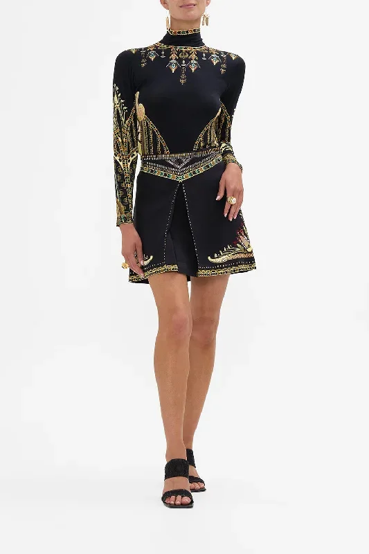 METAL STUDDED SHAPED WAISTBAND MINI SKIRT THEY CALLED HER NEFERTARI