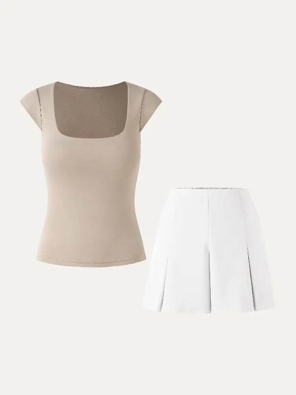 cap-sleeve-square-neck-brami-top-pleated-mini-skort-2pcs-set