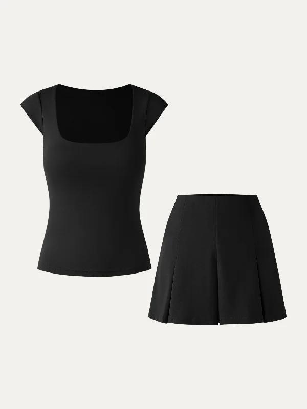 cap-sleeve-square-neck-brami-top-pleated-mini-skort-2pcs-set