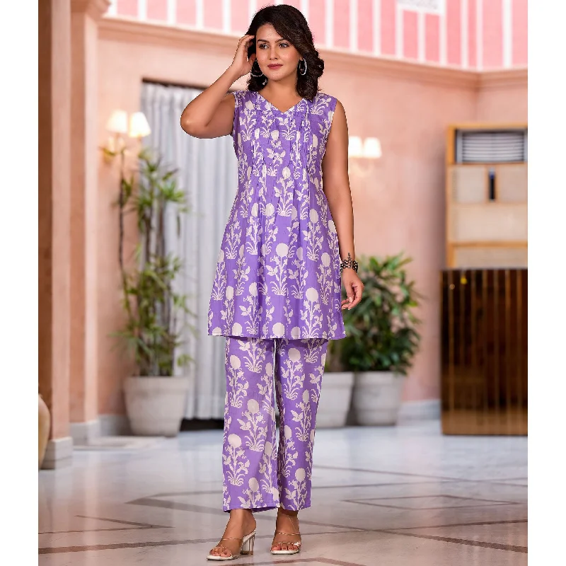 lavender-floral-printed-pure-cotton-a-line-co-ord-set