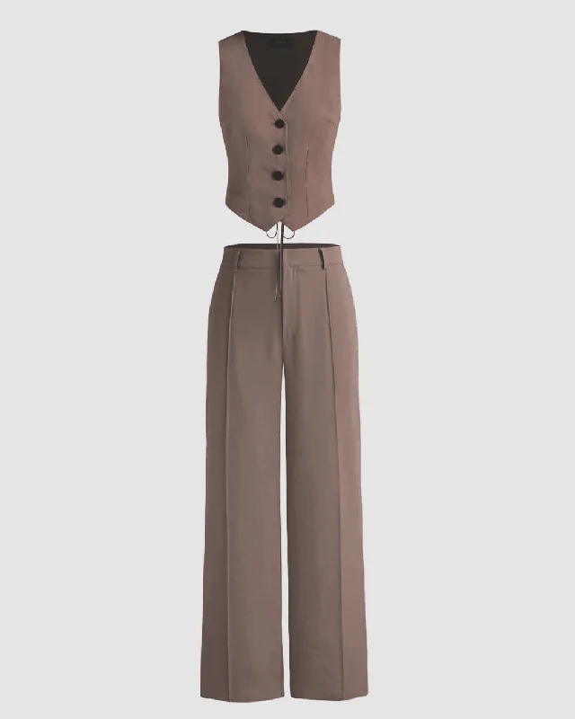 Matching Set of Vest Coat and Trousers in Cappuccino