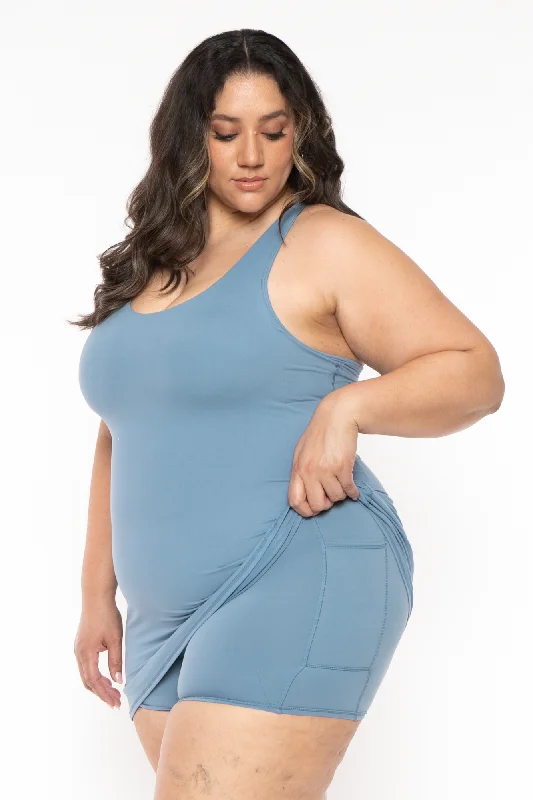 Plus Size Lizzy  Active Romper Dress  - Periwinkle