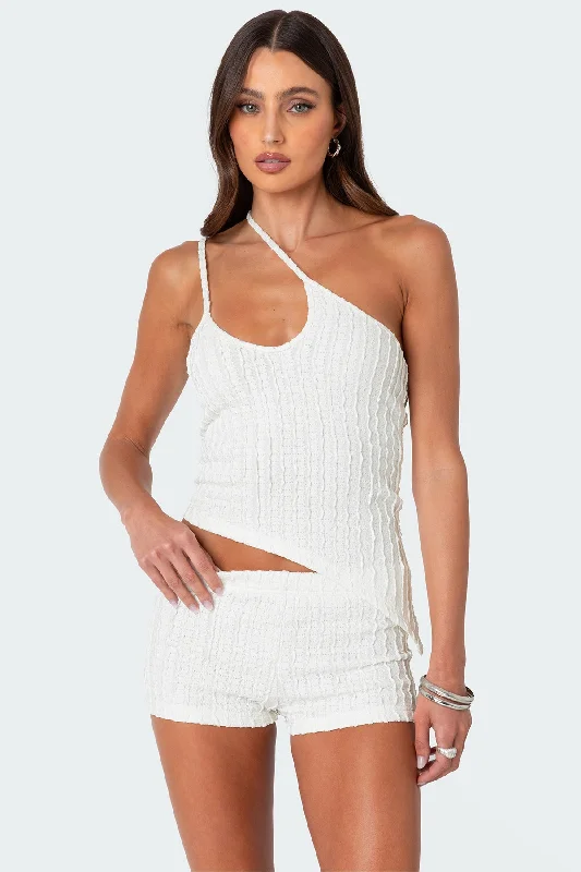 Phoebe Asymmetric Textured Knit Top