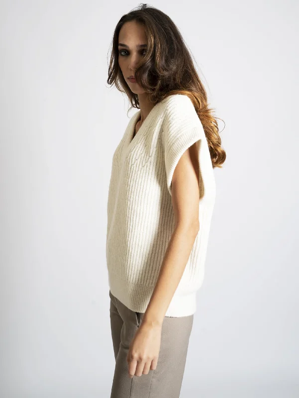 Gilet in Maglia Vanilla Sherbet