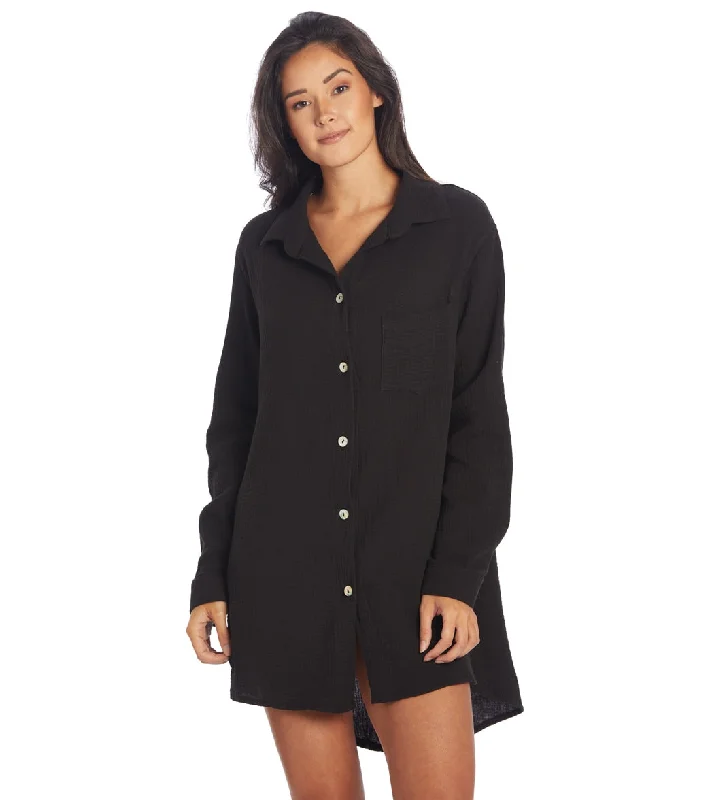 J.Valdi Women's Cozumel Big Shirt Cover Up Black