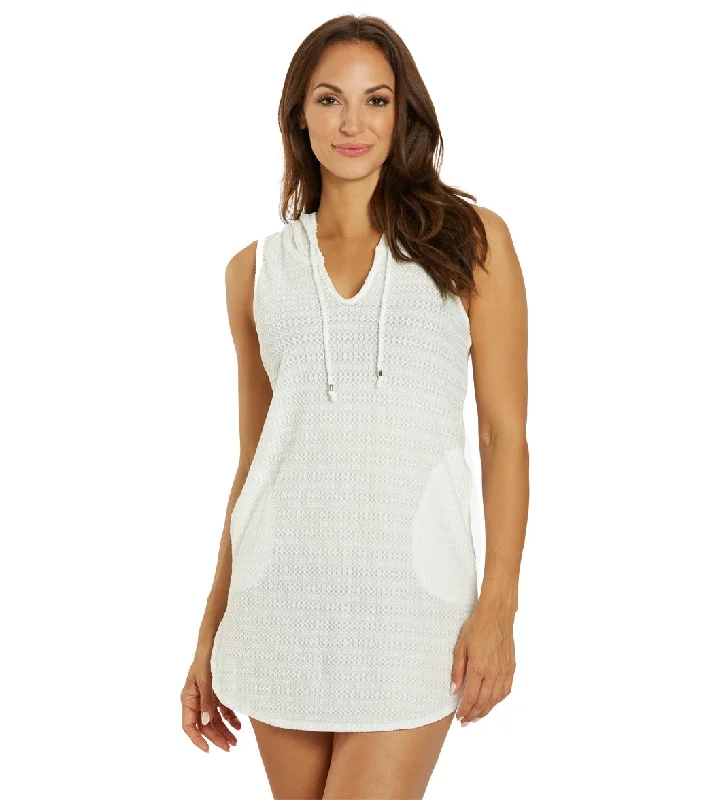 J.Valdi Women's Maui Hooded Sleeveless Cover Up Tunic White