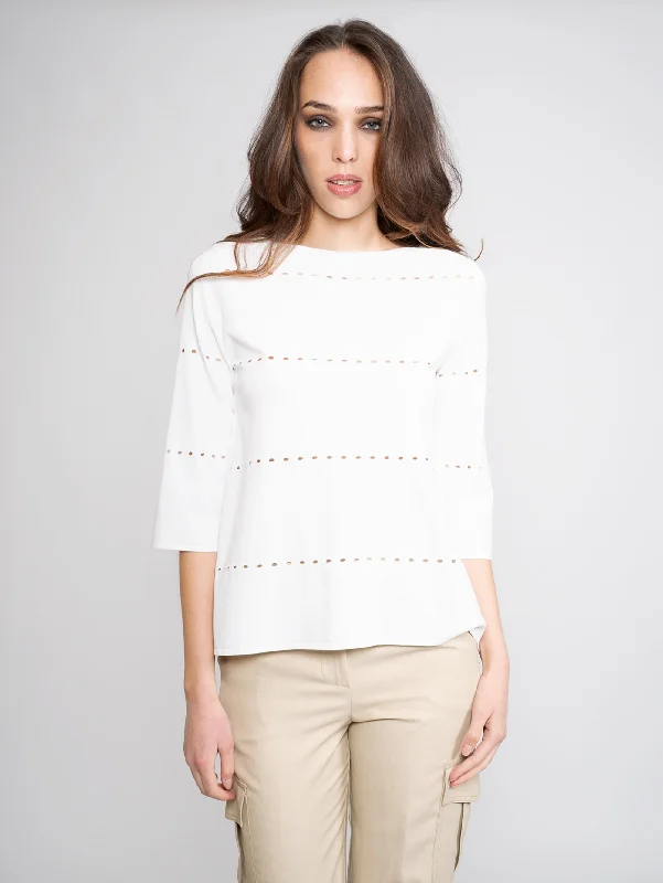 Maglia con Dettagli Cut Out Bianco