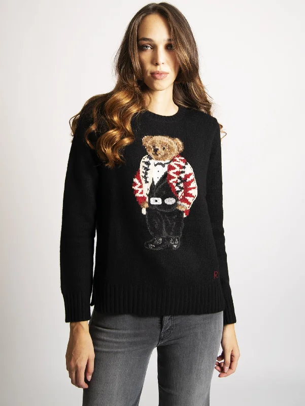 Maglia con Polo Bear con Perline Black Multicolor