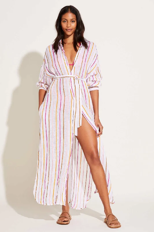 Playa Caftan - Sunny Stripe EcoLinen