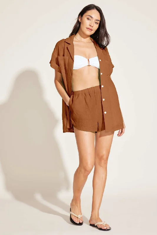 Playa Pocket Blouse - Cocoa Brown EcoLinen