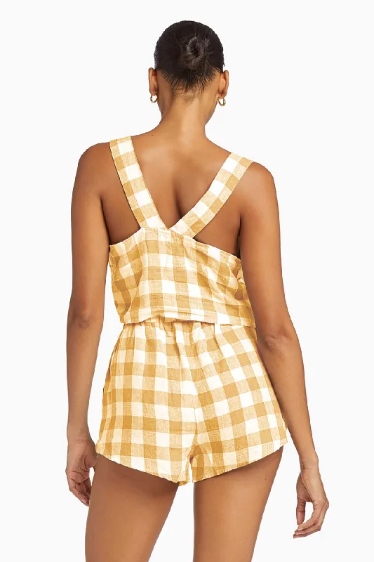 Tallows Linen Crop Top - EcoLinen Honeycomb Gingham