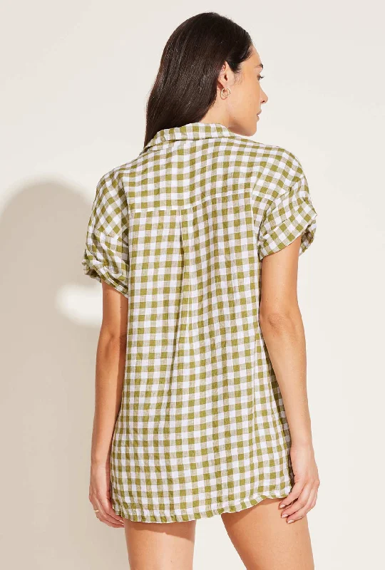 Tallows Linen Short - Avocado Gingham EcoLinen