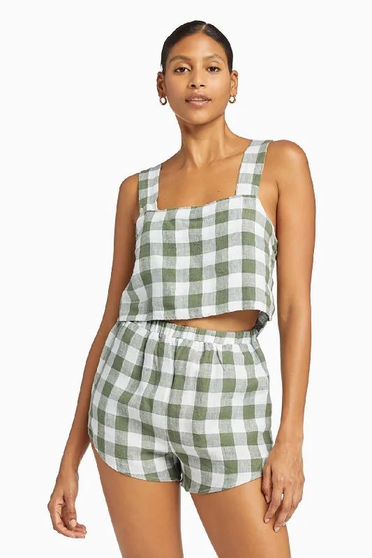 Tallows Linen Short - EcoLinen Agave Gingham