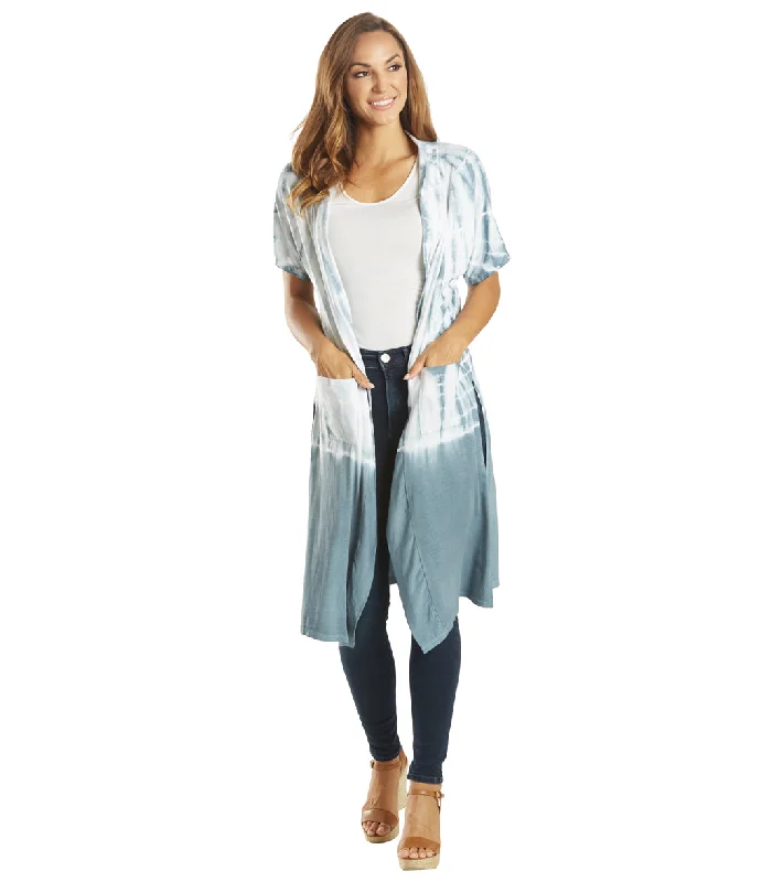 Yak & Yeti Kimono Wrap Tie Dye With Pockets Gray