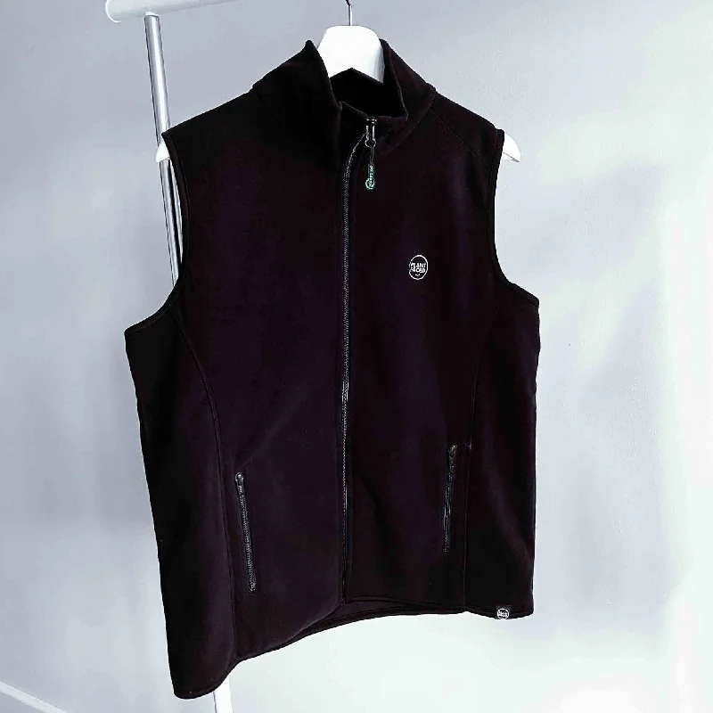 The Classics - Recycled Fleece Zip Vest - Embroidered Logo - Black