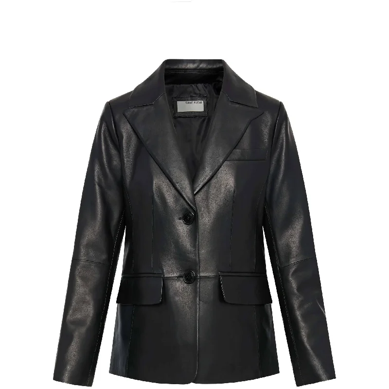 Anne Klein Women's Classic Leather Blazer Jacket