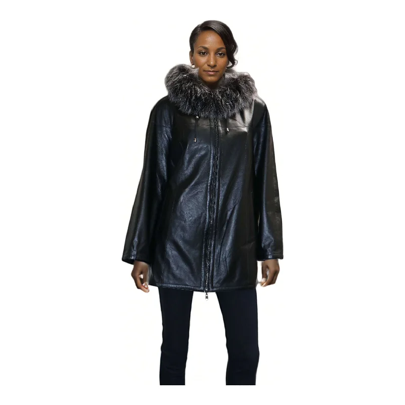 Barya New York Women's Reversible Genuine Leather Jacket