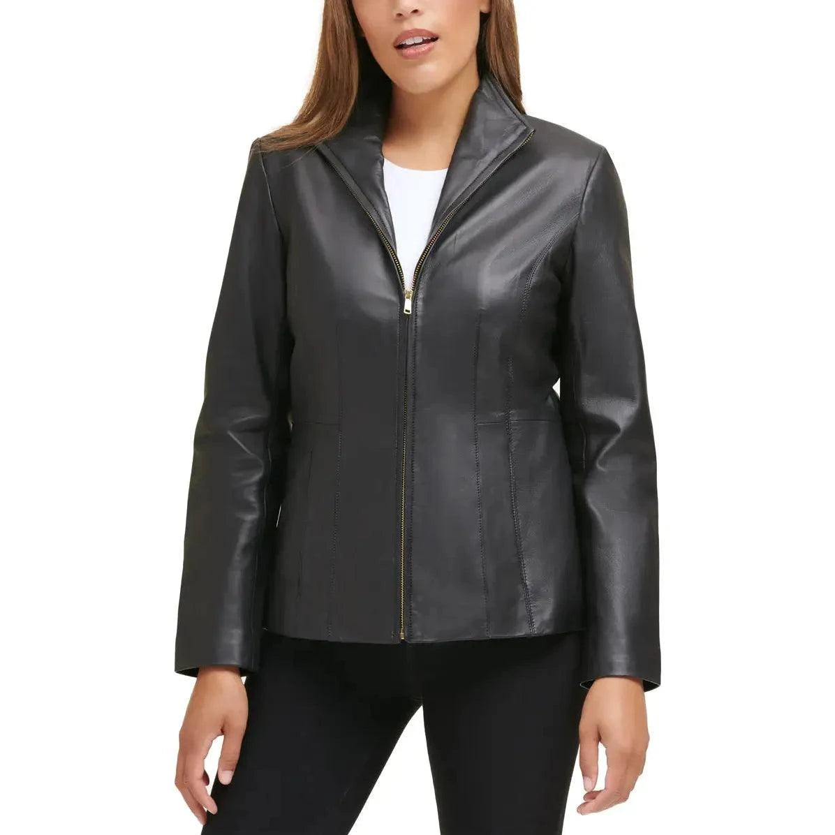 Cole Haan Women's Plus Size Scuba Leather Jacket