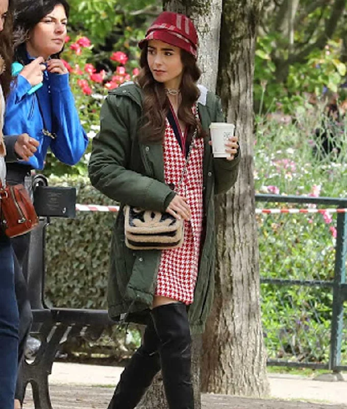 Emily In Paris Lily Collins Green Hooded Jacket