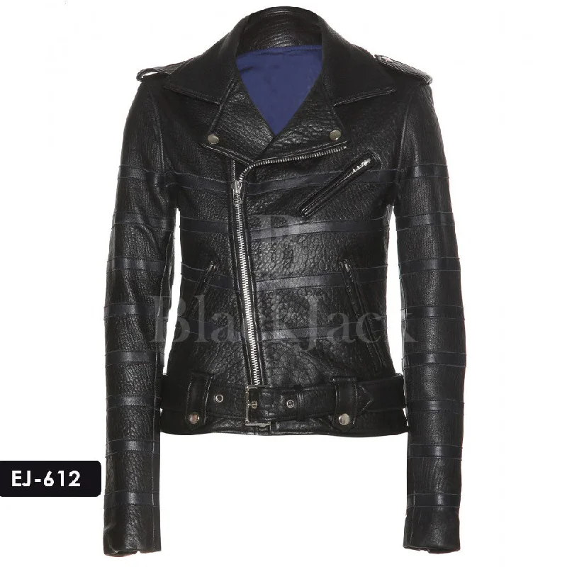 Grainy Finish Biker Leather Jacket