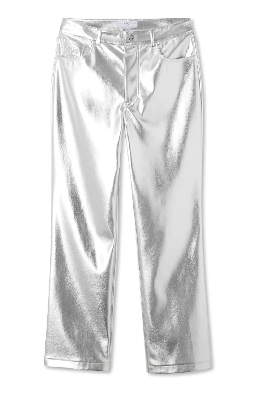 Silver Vegan Leather Trouser