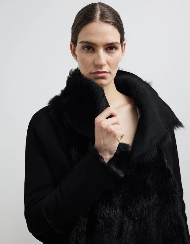 Spring Street Shearling Coat Black Shearling