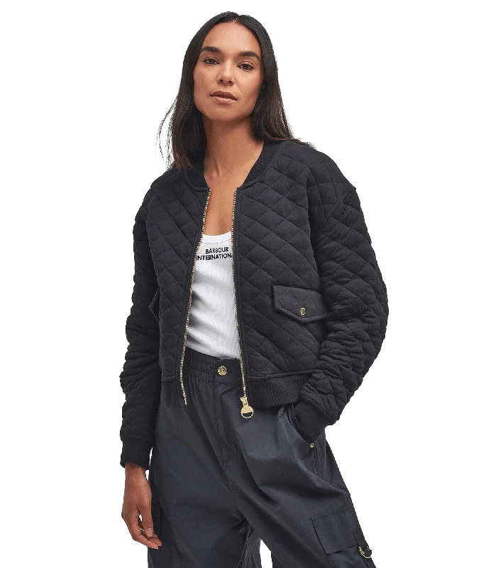 Alicia Quilted Bomber Jacket - Black