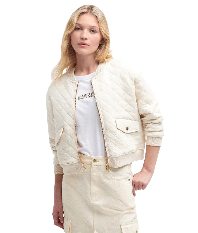 Alicia Quilted Bomber Jacket - Cream