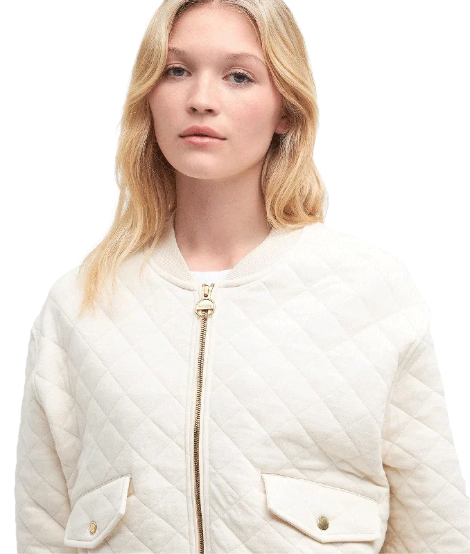 Alicia Quilted Bomber Jacket - Cream