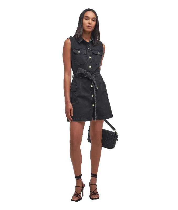 Tamsin Denim Mini Dress - Black