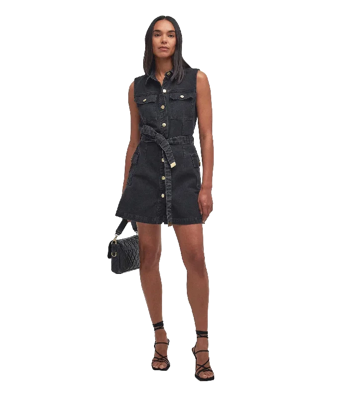 Tamsin Denim Mini Dress - Black