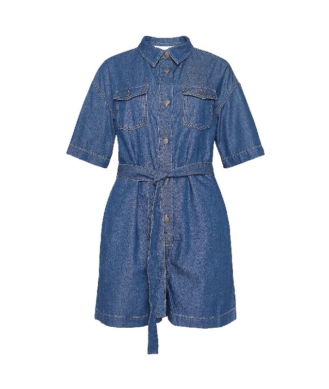 Evelyn Denim Playsuit - Blue