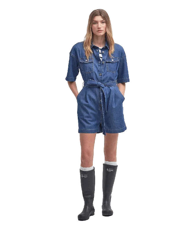 Evelyn Denim Playsuit - Blue