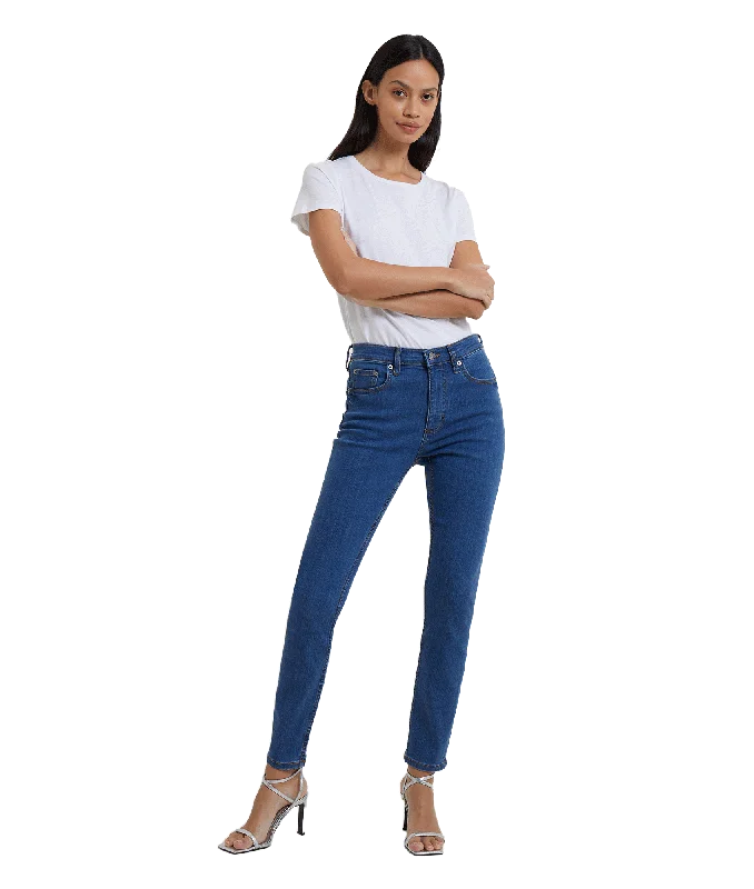 Soft Stretch Denim High Rise Skinny Jeans - Blue