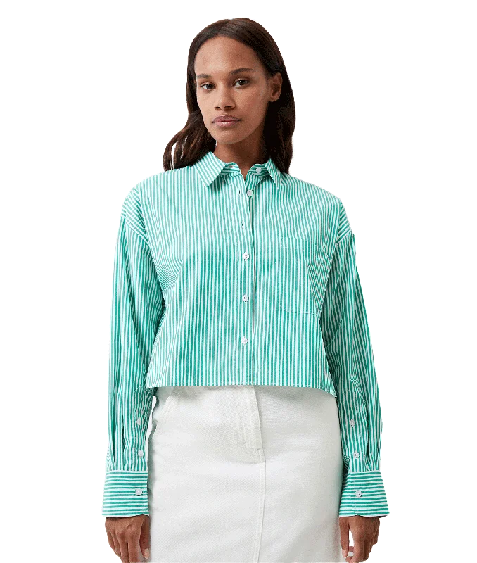 Alissa Stripe Cropped Shirt - Green