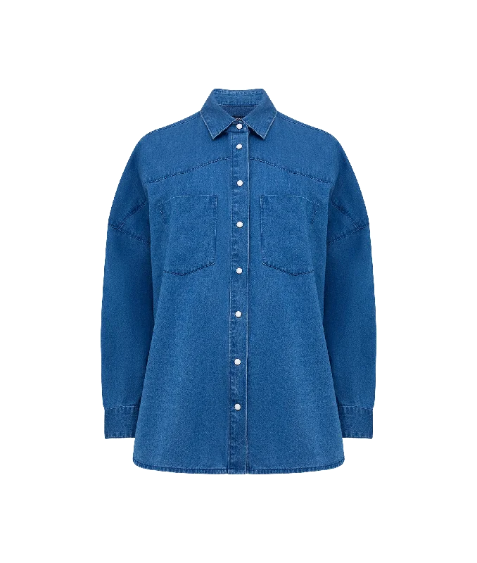 Zaves Chambray Denim Shirt - Blue