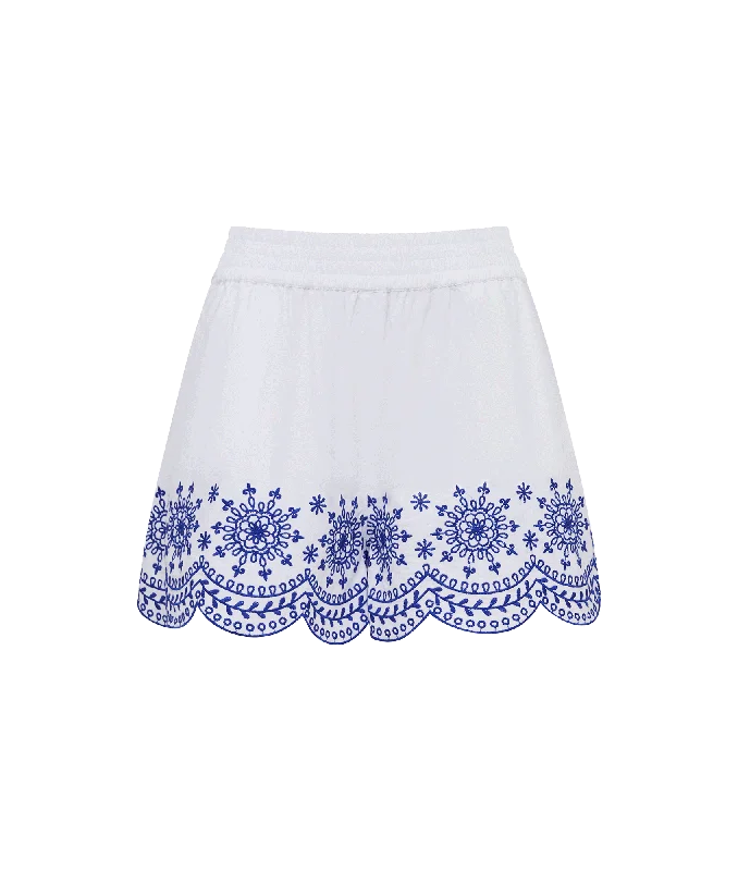 Alissa Cotton Embroidered Shorts - White