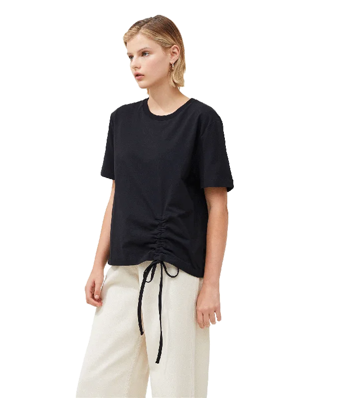 Rallie Cotton Rouched T-Shirt - Black