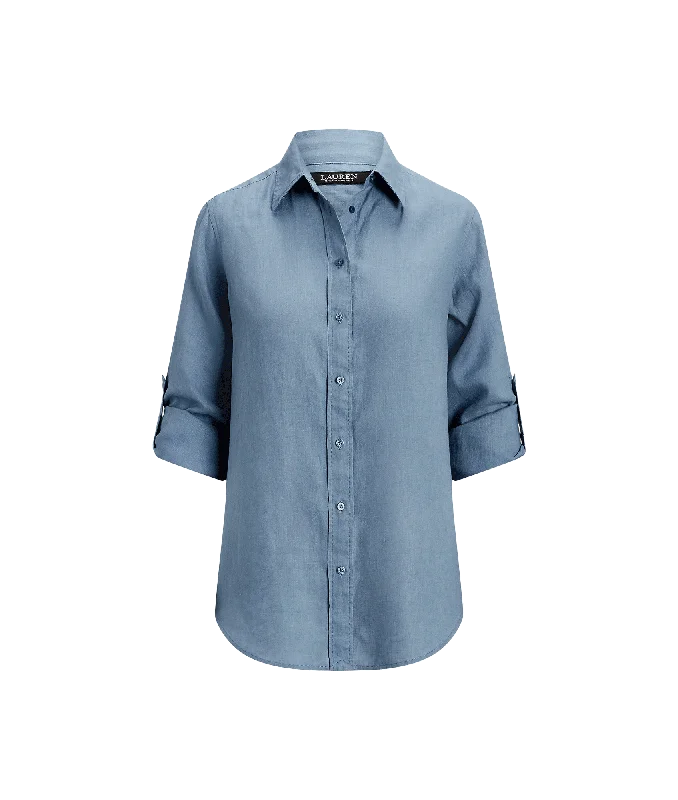 Relaxed Fit Linen Shirt - Blue