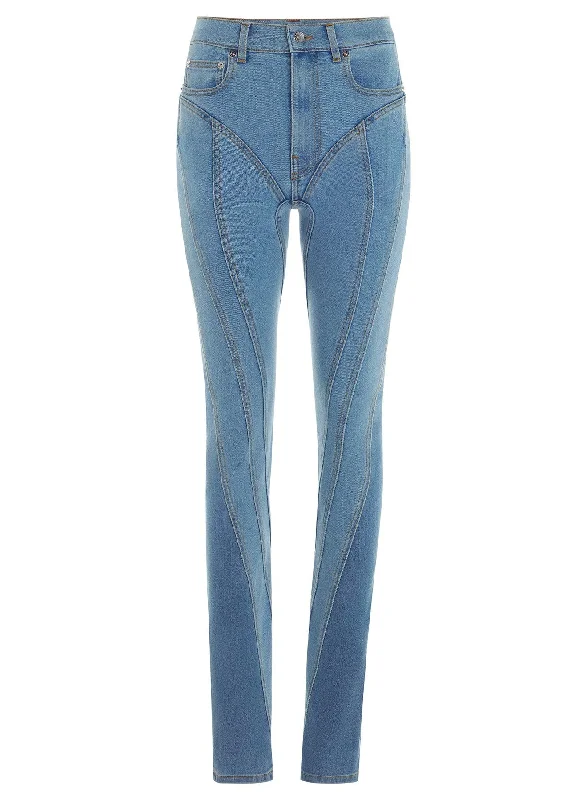 blue bi-color spiral jeans