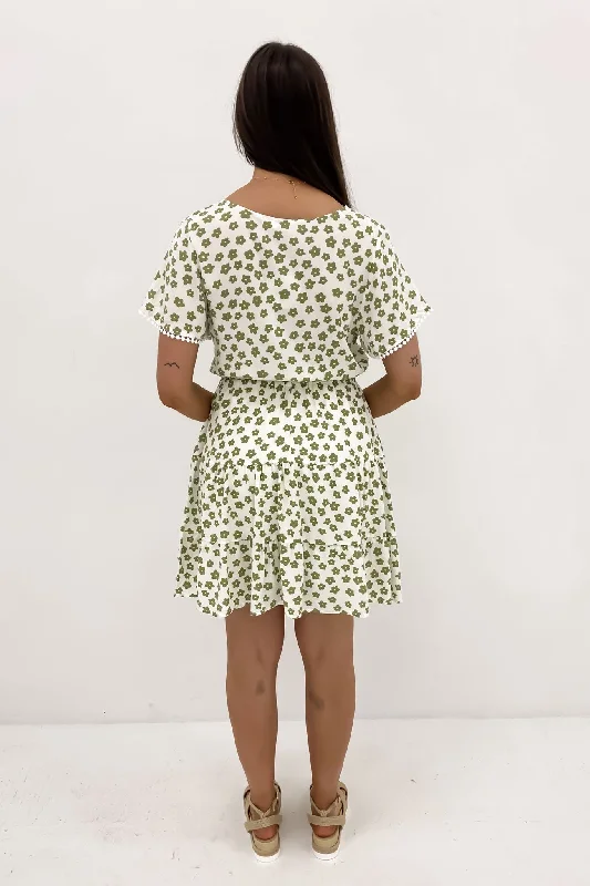 Cammie Mini Dress Green Daisy