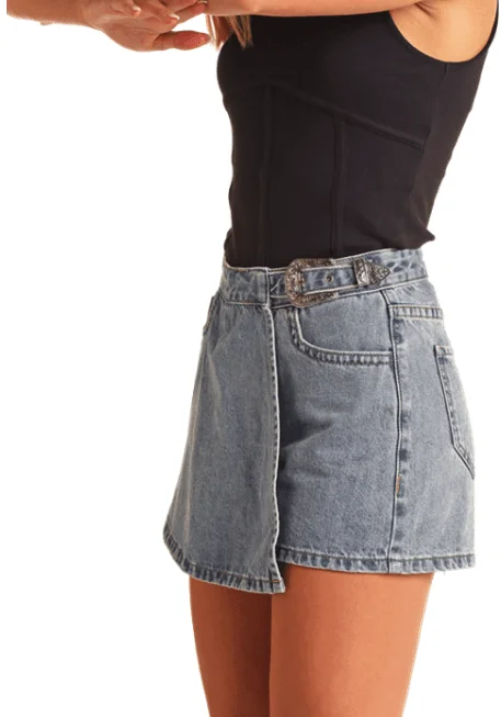 Rock & Roll Cowgirl Women's High Rise Denim Skort RRWD68R173