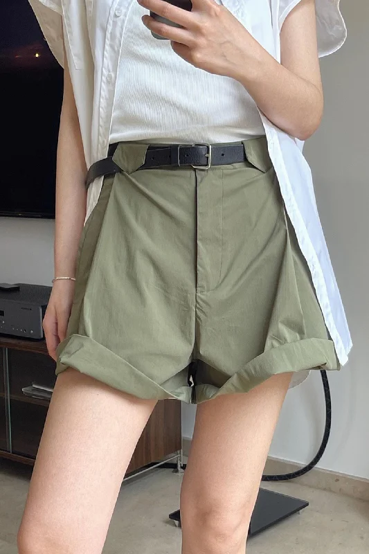 Cuffed Hems A-line Shorts