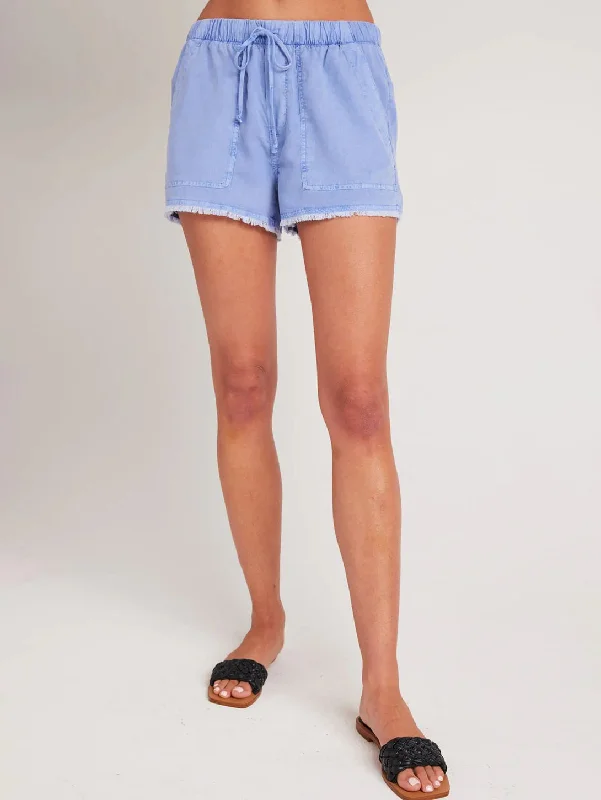 Frayed Pocket Short - Peri Blue