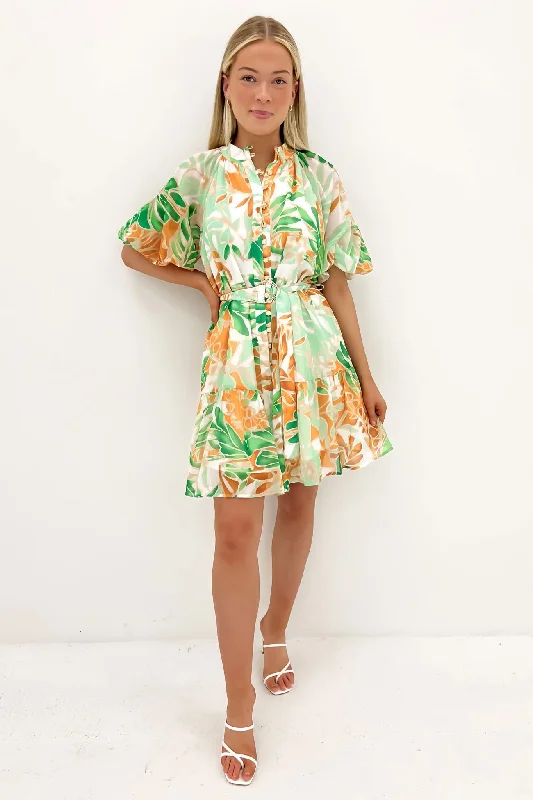 Gabby Mini Dress Green Miami Floral