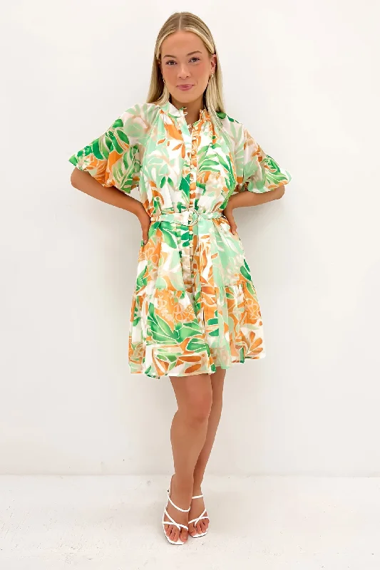 Gabby Mini Dress Green Miami Floral