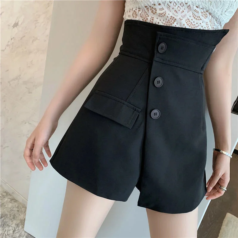 KittenAlarm - High Waist Slim Asymmetrical Elegant Shorts