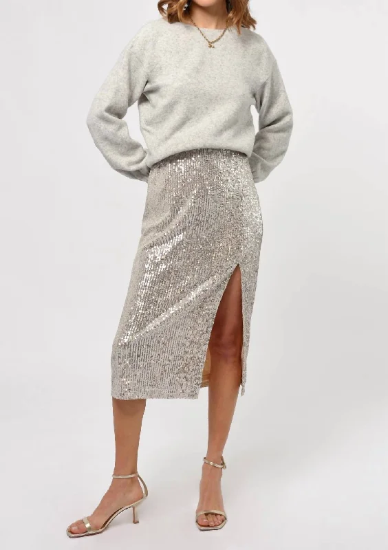 Karla Sequins Midi Skirt In Champagne