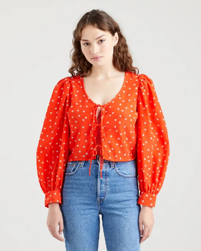 Levi's® Womens Fawn Tie Blouse - Daisy Foulard Enamel Orange