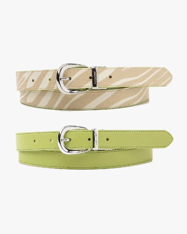 Levi's® Womens Printed Reversible Belt - Ecru / Khaki / Green